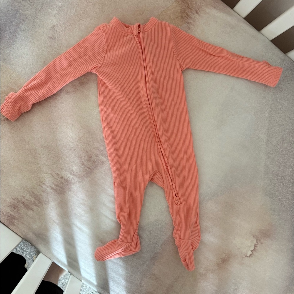 Old Navy- Ribbed Coral Kids footie pajamas